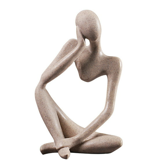 Black,Right Artgenius Abstract Thinker Statue,Handmade Sandstone Effect Abstract Art Character Sculpture 